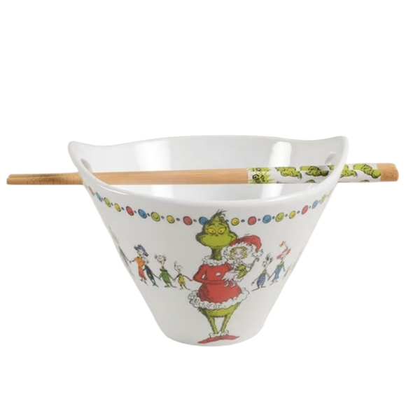 The Grinch Dr. Seuss Ramen Bowl And Chopsticks Set 65th Anniversary 17oz. - Picture 1 of 8